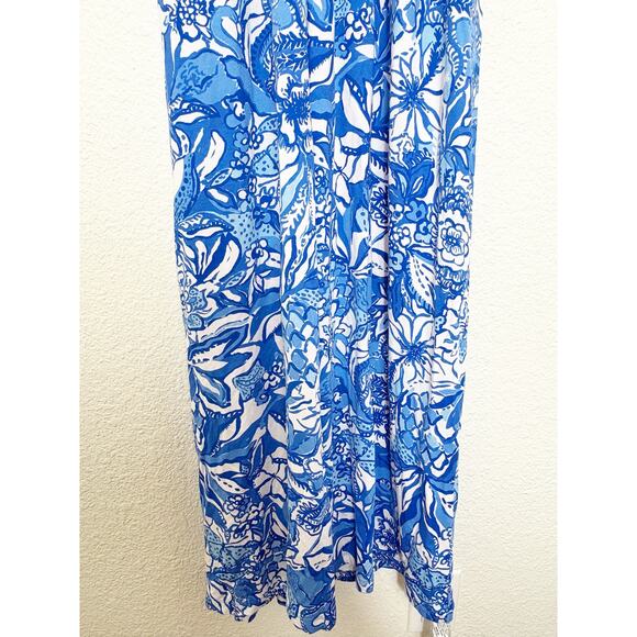 Lilly Pulitzer Serena V-Neck Maxi Dress Blue Tang Flocking Fabulous Size 6 - Picture 10 of 14